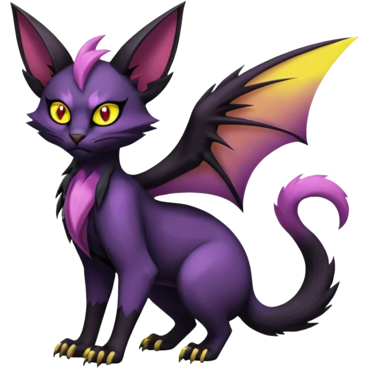 dark edgy dull pointy edgy Noivern-Noibat-Purloin-Torracat-Lykoi-Caracal-cat-Fakemon-fusion-hybrid-creature emoji
