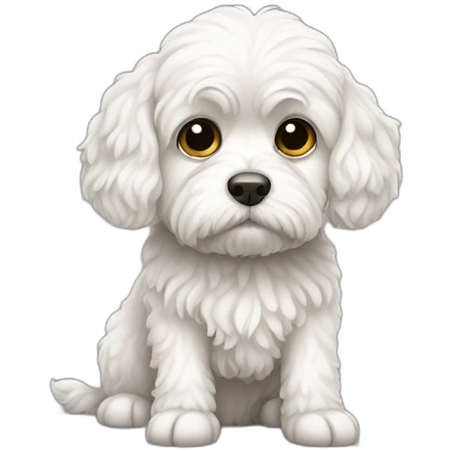 Sad white cavoodle dog emoji
