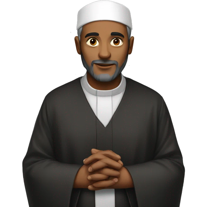 A muslim priest with his hands crossed forming an X emoji