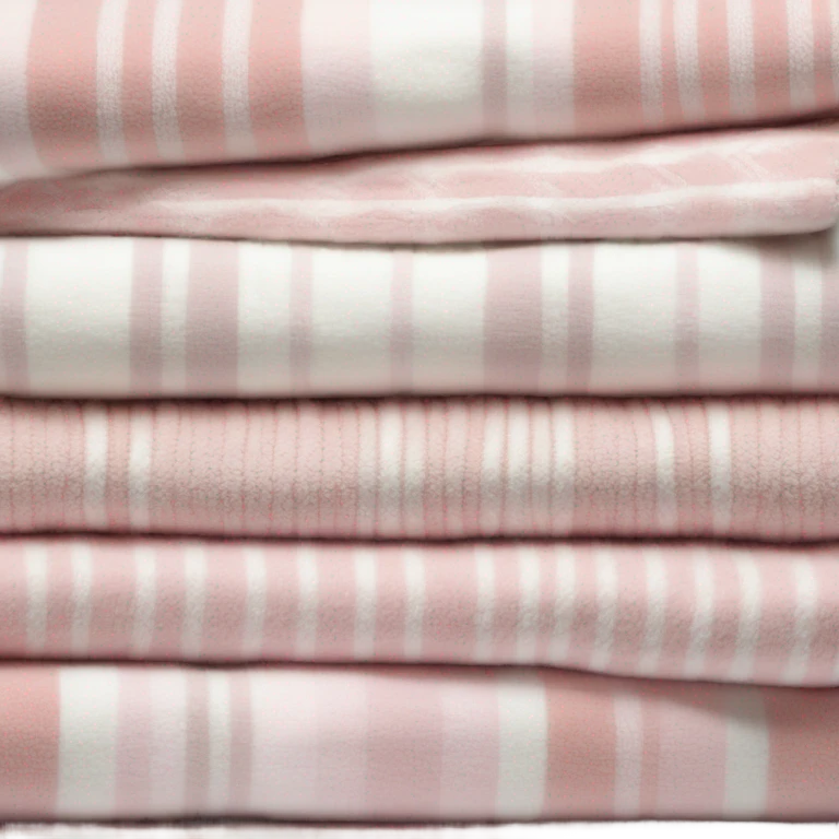 Stack of pale pink plaid folded blankets emoji