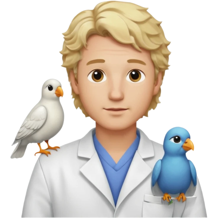 a blonde wavy hair man vet with a bird on his shoulder emoji