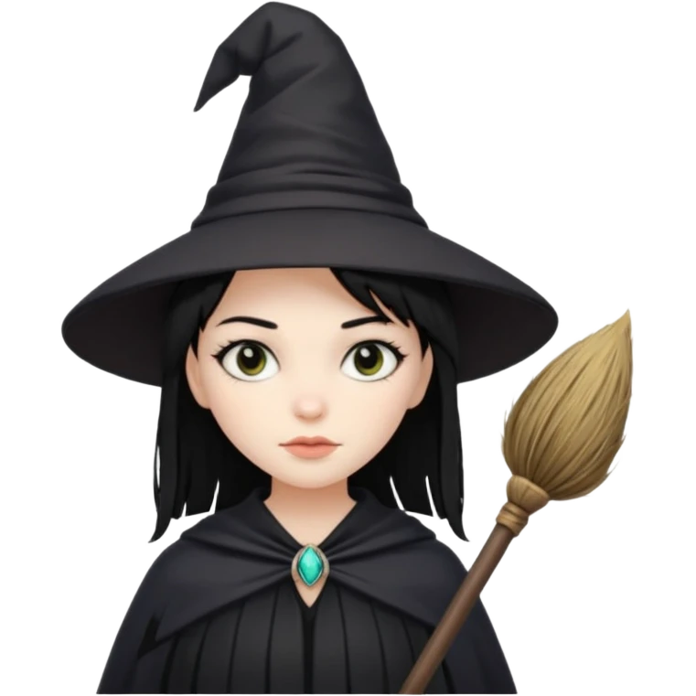 black witch girl with broom emoji