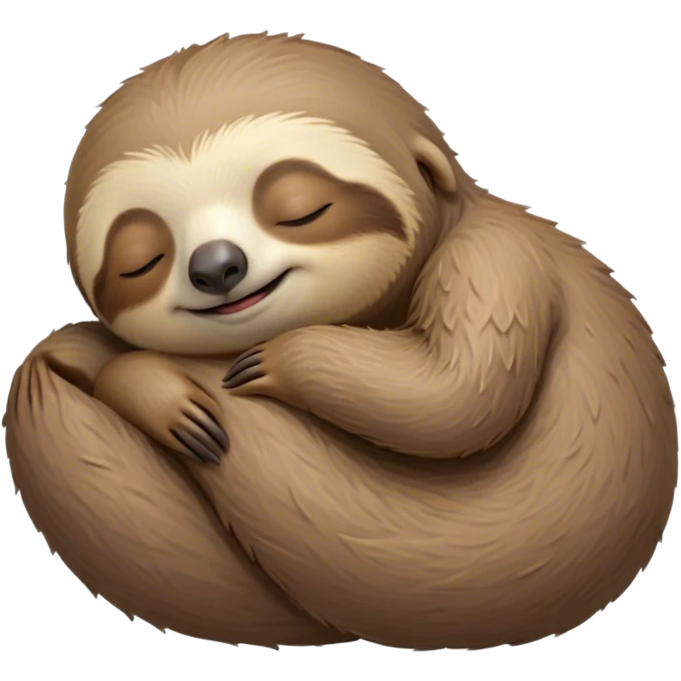 Meme-Worthy cute Sleeping Sloth Portrait Emoji, Head resting peacefully with a contented smile, showcasing a luxuriously soft, fuzzy form and eyes gently closed in serene slumber, Simplified yet comically adorable features, highly detailed, glowing with a soft, drowsy glow, high shine, relaxed and utterly lovable, stylized with an air of playful laziness, bright and heartwarming, soft glowing outline, capturing the essence of a sleeping sloth that feels destined to become the next viral icon of adorable rest! emoji