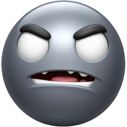 Metal cute mad Kirby Gray ball driving on 4 car wheels with mad eyebrows game emoji