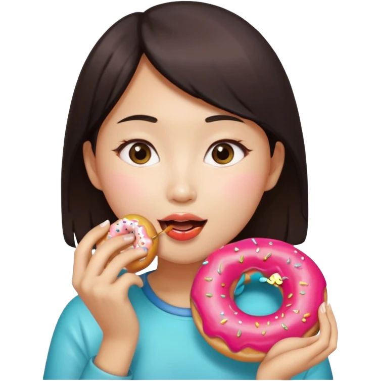 asian woman eating donut emoji