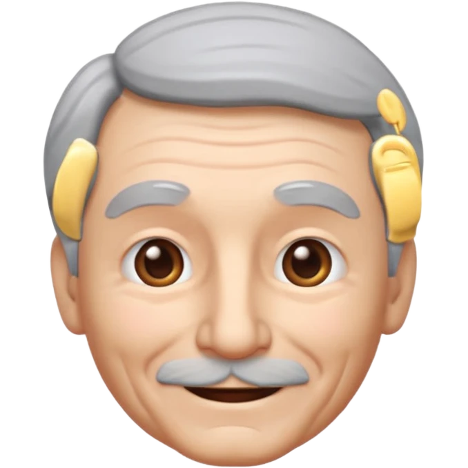 A 3D emoji in iOS emoji aesthetic style of an old man with gray hair, gentle wrinkles, kind smile, and soft eyes. Minimal white background, glossy Apple-style design, warm and friendly expression. emoji