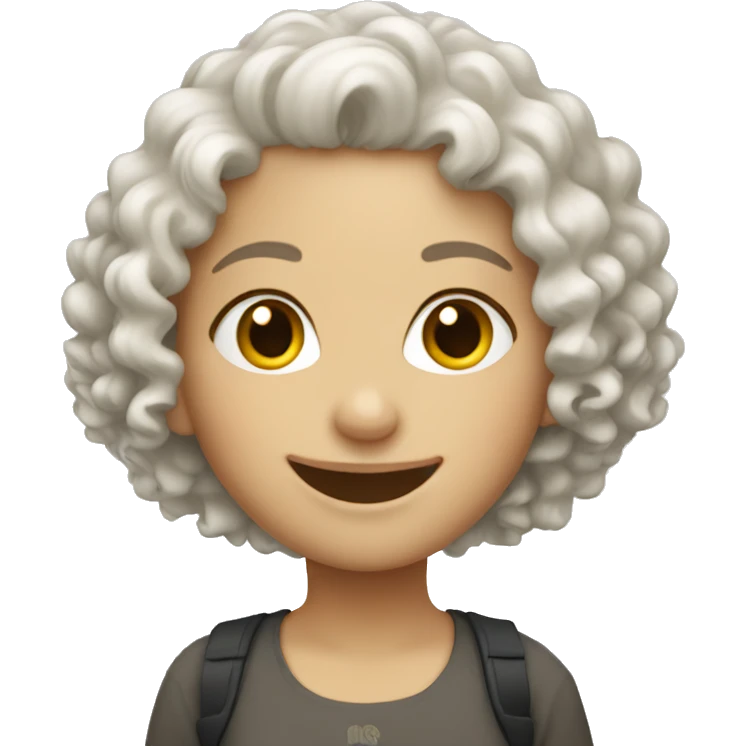 White curly hair girl smiling emoji
