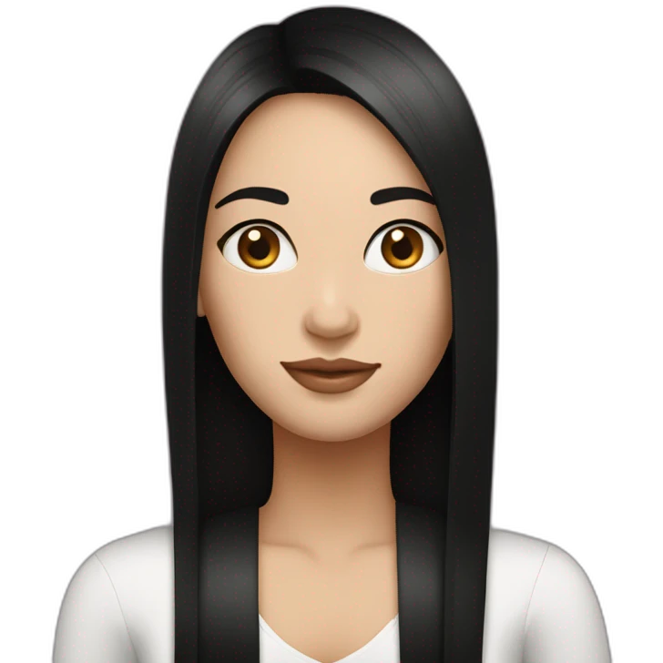 Fair skinned pretty woman with long straight black hair emoji