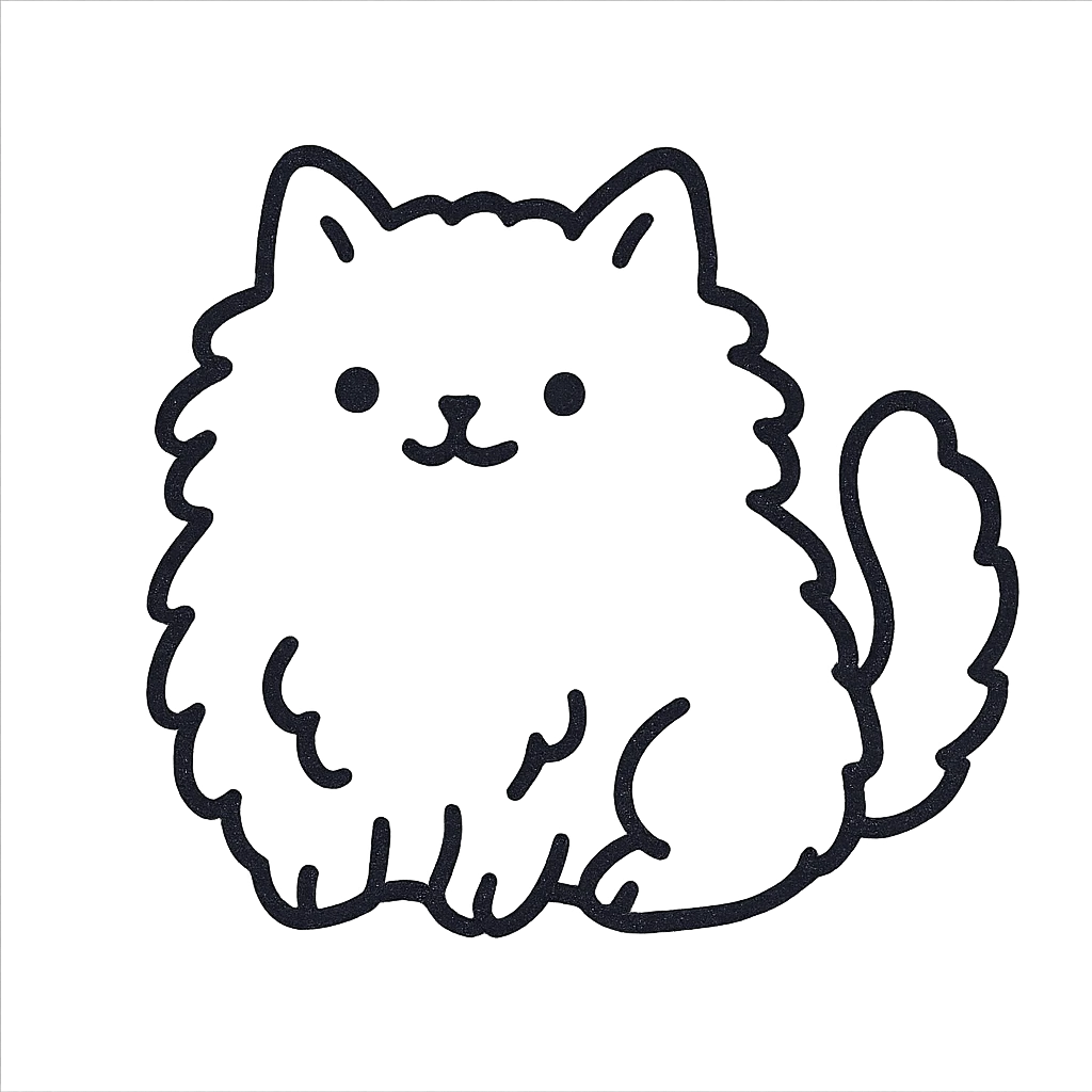 cute fluffy cat hand drawn outlined icon emoji