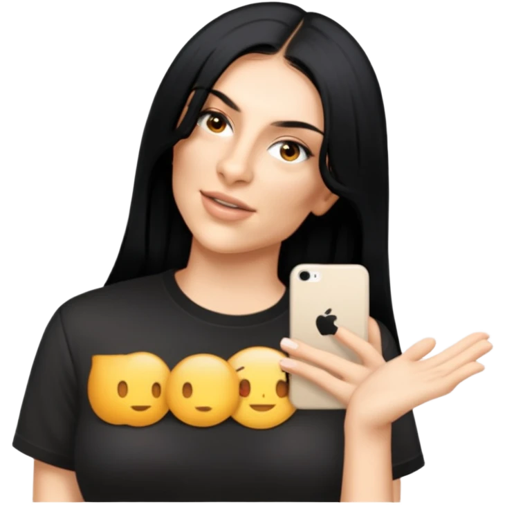 female, black shirt, long black hair emoji