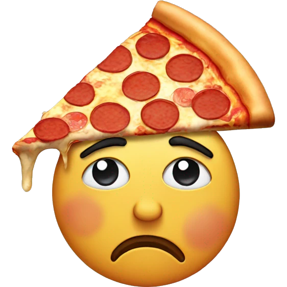 Sad face with pizza emoji