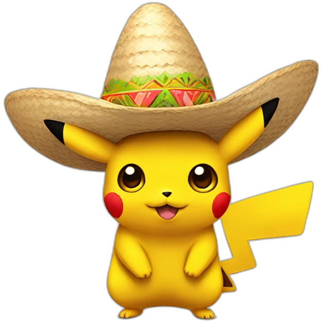 pikachu wearing sombrero with mustache emoji