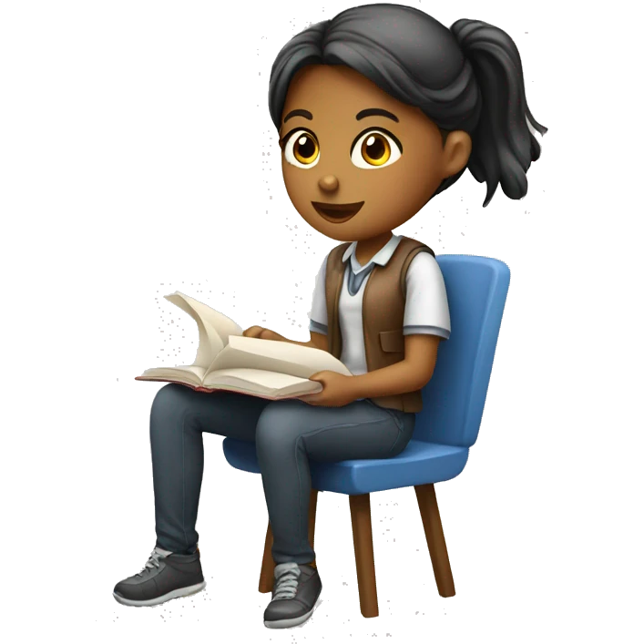 A studying girl on a chair emoji