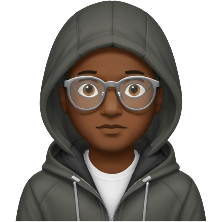 black man in hooded jackets and glasses emoji