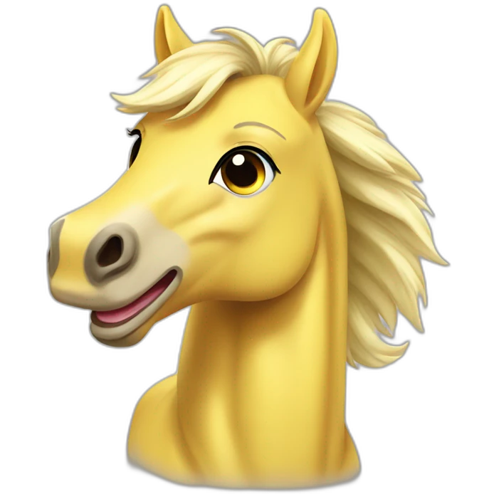 Yellow Kittel horse with awhite Star and Long her and big smile emoji