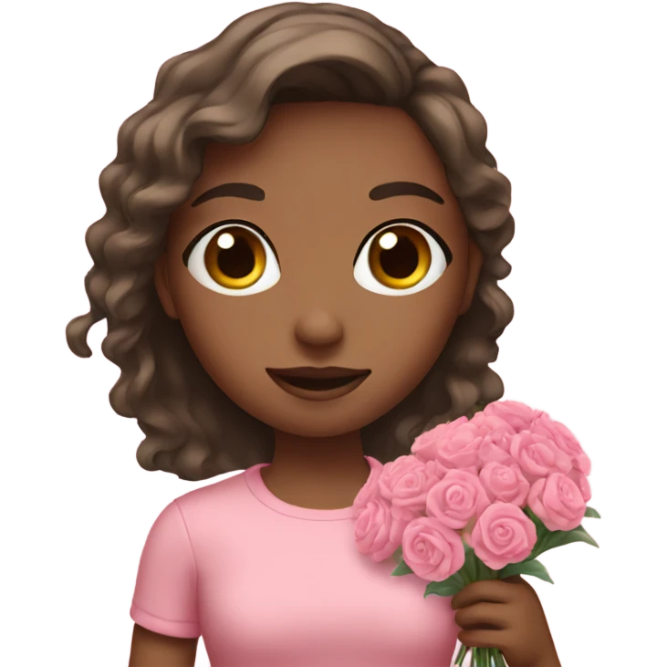Girl with pink flower bouquet emoji