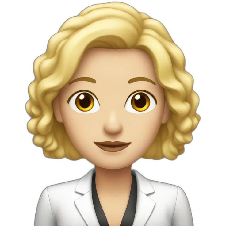 White woman in suite emoji