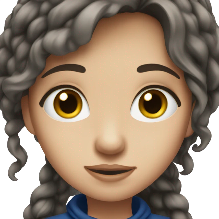 a brunette teenage girl with dark blue eyes emoji