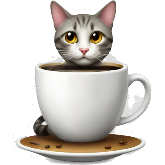 Cat with coffee. Christmas white  emoji