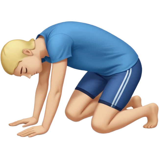 person kneeling down and bowing deeply to the ground, arms and forehead touching the floor, pose expresses apology or deep respect, clear, bold, expressive, standard emoji look emoji