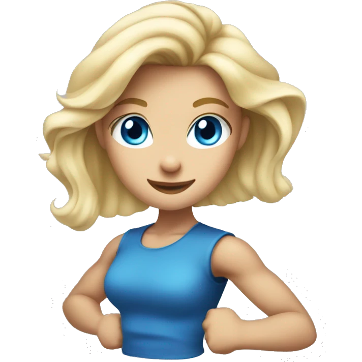 blonde blue eyed girl flexing emoji
