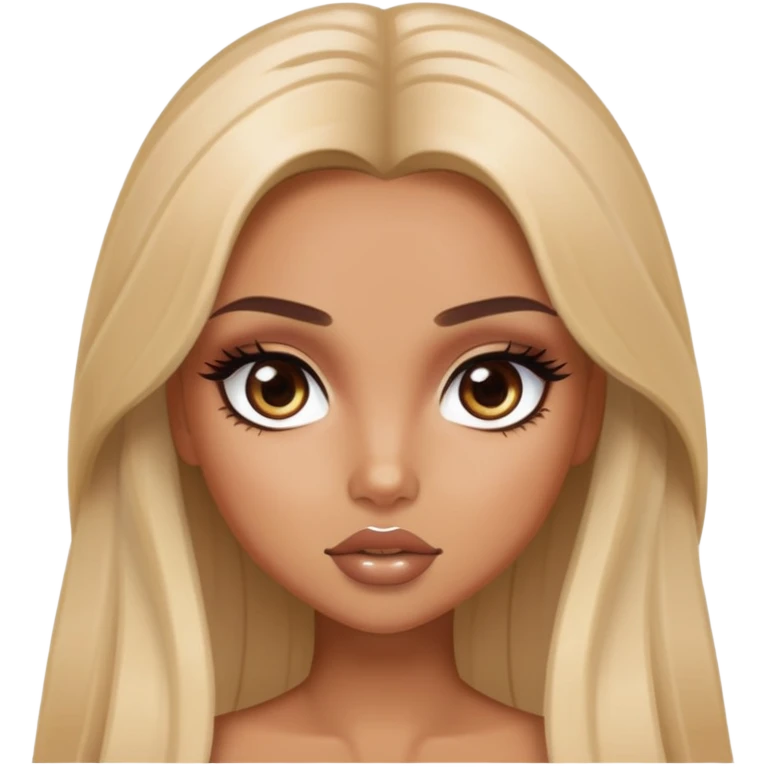 light long hair, pretty eyes, pretty makeup, pretty bratz baddie emoji
