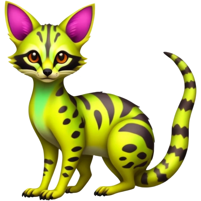  Exotic randomly colored colorful cute neon-colored Fakémon-Fionbri-Vernid-Genet-creature with markings (full body) emoji