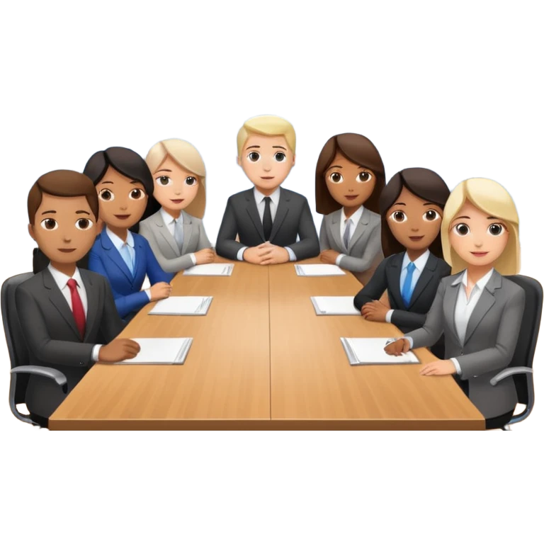 saying goodbye a group of coworkers in meeting room in long rectangular table emoji