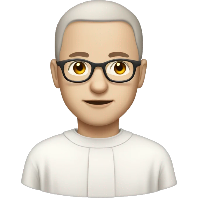 Catholic Monk white habit with dark hair pale skin and glasses emoji