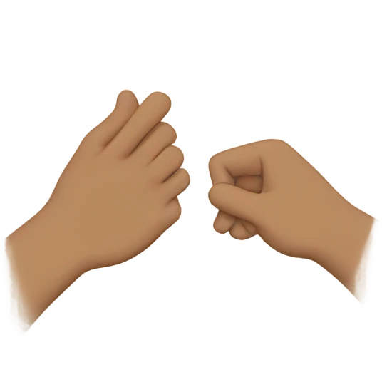 two beige circles that are getting slapped by a hand emoji