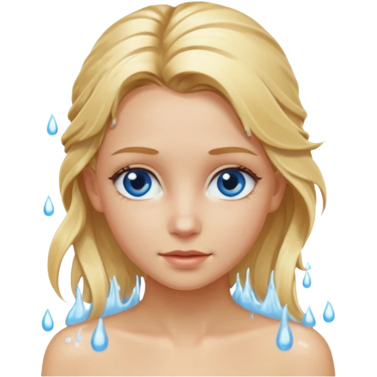 blonde girl with hair up out of shower with blue eyes longer hair emoji