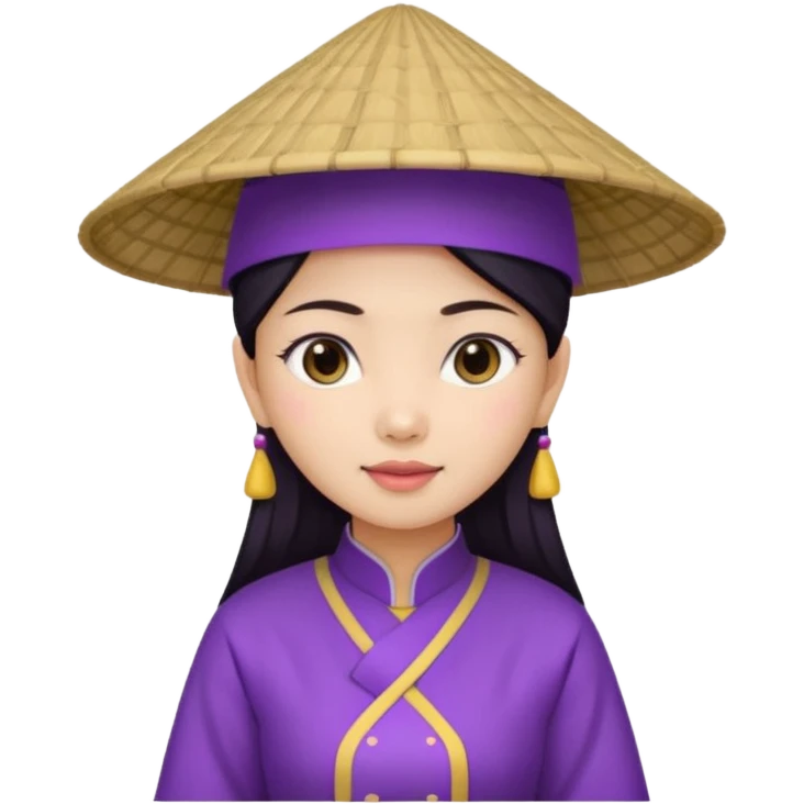 ancient vietnamese girl with aodai and conical hat, purple emoji