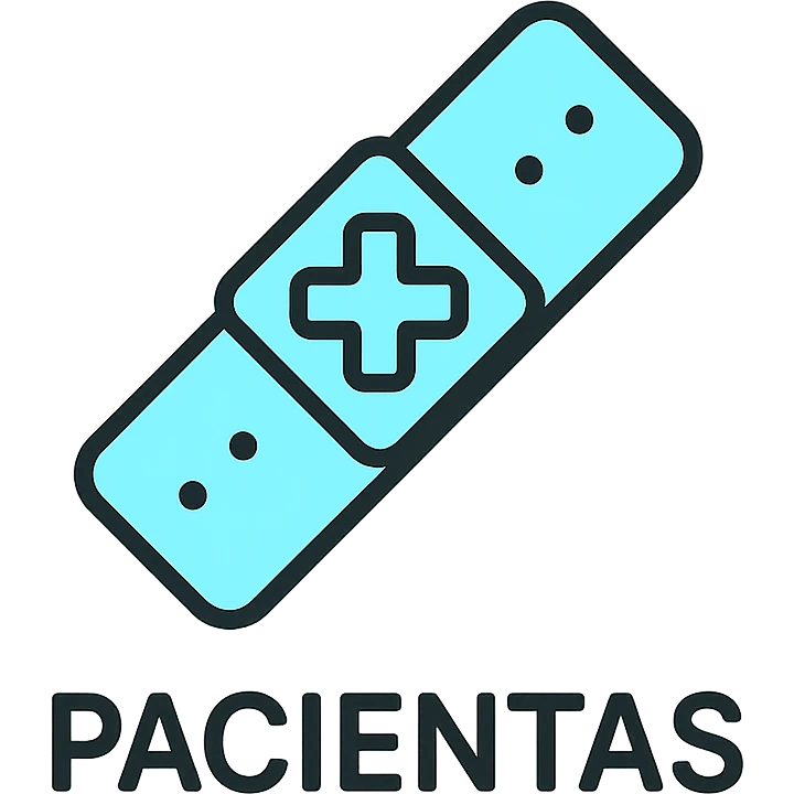 Discord role icon for 'pacientas' patient of a psychiatric clinic, #6fe8f3 color, medical cross or hospital wristband, modern and clear emoji