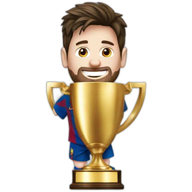 Messi with trophy emoji