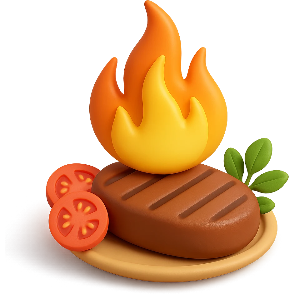 fiamma su cibo, metabolismo 3d emoji