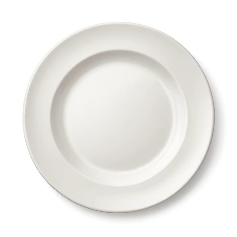 an empty plate, modern style, round, plain, no food, neutral background emoji