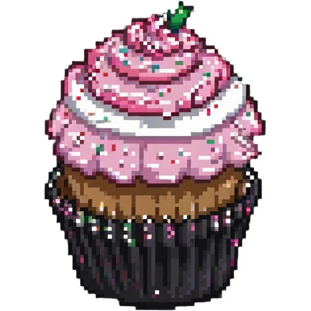 cupcake with pink icing and sprinkles emoji