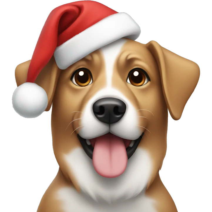 Dog with a Christmas hat emoji