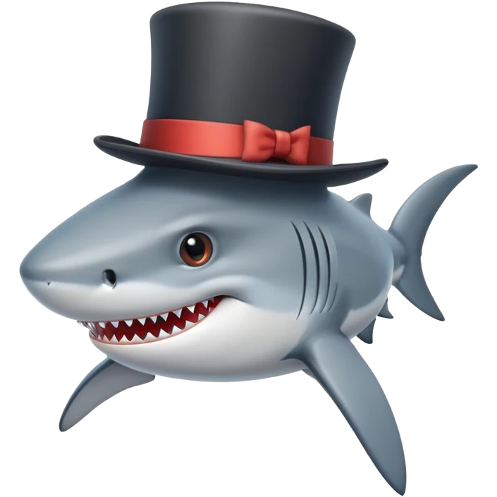 Shark with a top hat emoji
