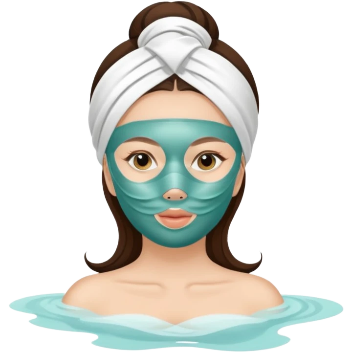 Lady with face mask spa beauty full face relaxing emoji