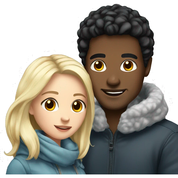 Winter couple Sweet - black hair man und blond girl emoji