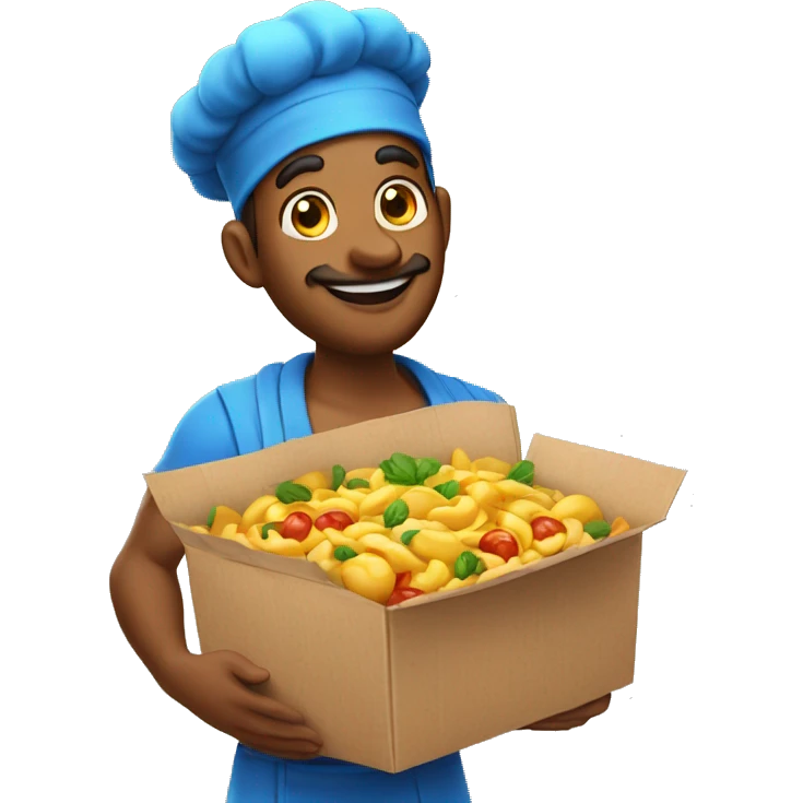 genie  as delivery boy  in his hand on the packed food  emoji