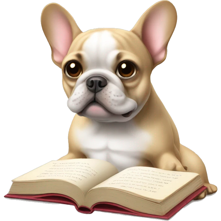French bulldog reading a book emoji