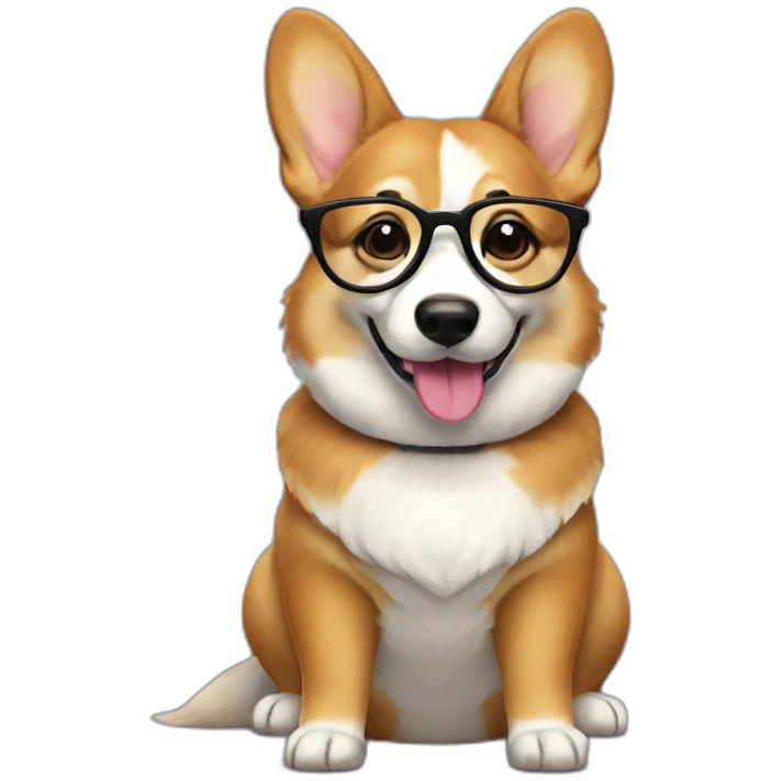 full-height sit Corgi with glasses emoji
