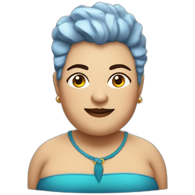 Middle-aged fat lesbian Chilean woman very short spiky blue hair emoji