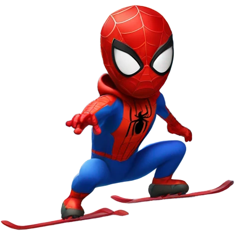 Spider-Man skiing on a snowy hill emoji