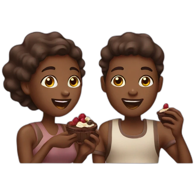 black couple eating chocolat emoji