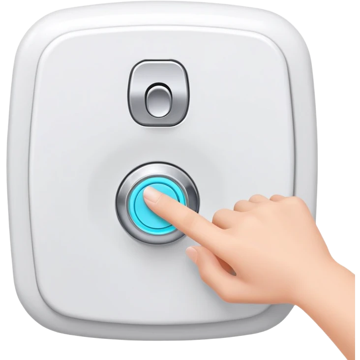 hand pressing a modern flush button, toilet in background, cheerful and neat emoji
