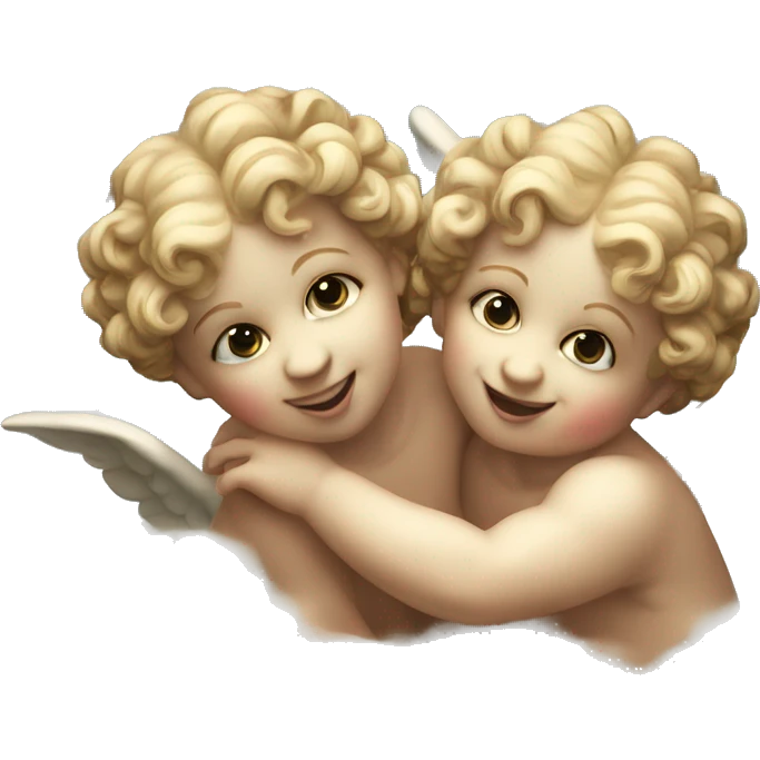 Twin cherubs in clouds classical Renaissance  emoji