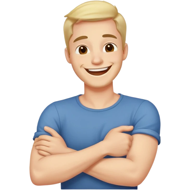 Arms crossed holding neck laughing guy emoji